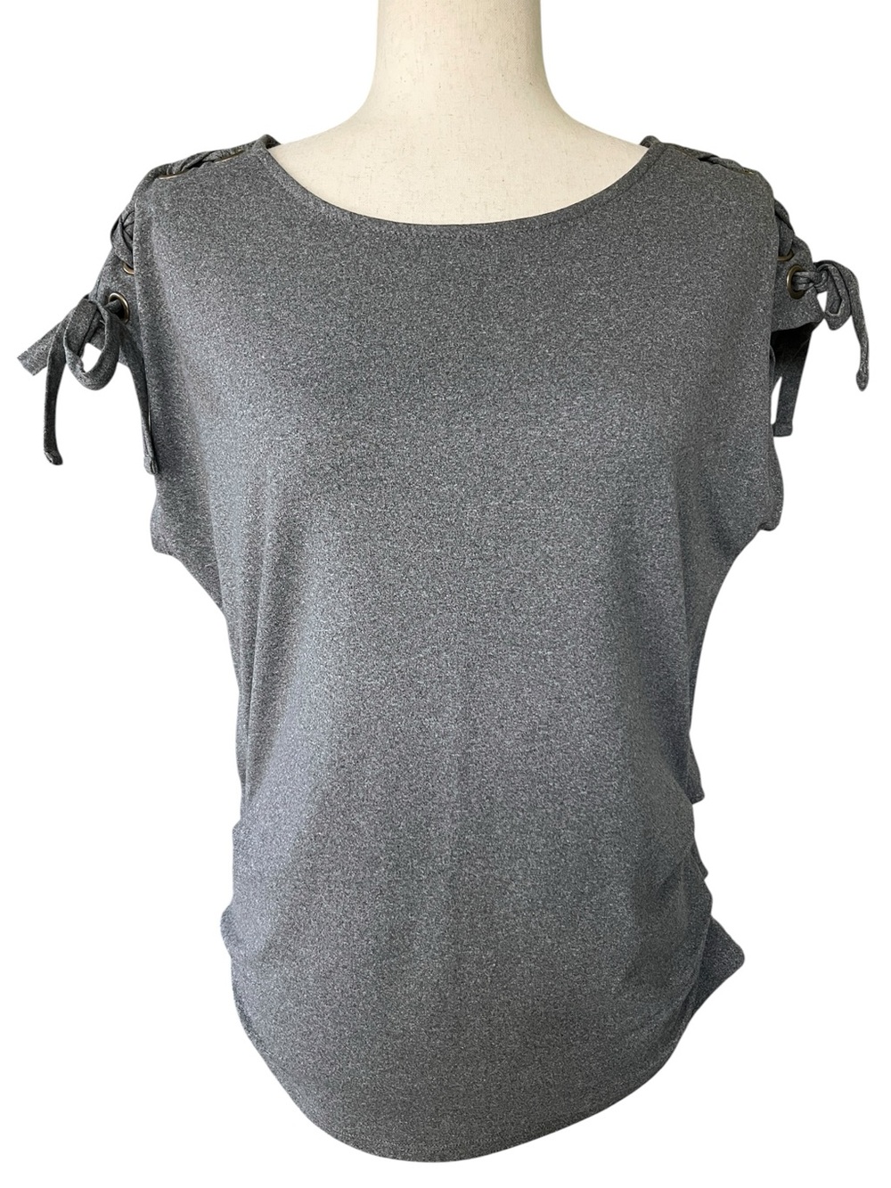 A.U.W Gray T-Shirt with Tie Grommet Shoulders